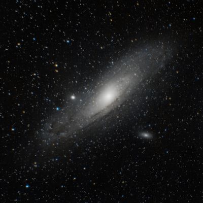 A deep-sky image of the Andromeda Galaxy (M31) showing its spiral structure.